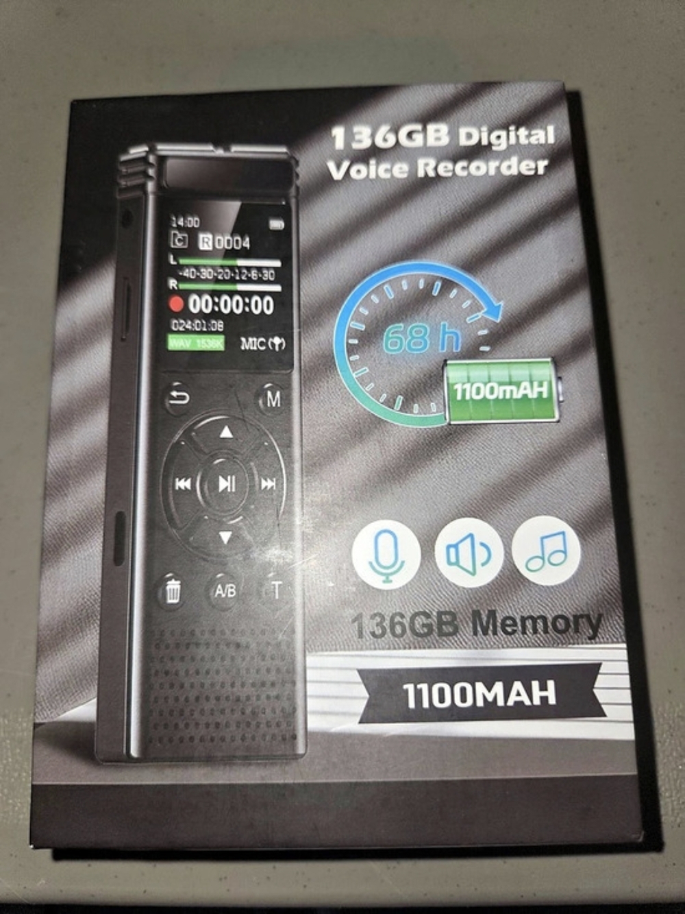 136GB Digital Voice Recorder A20 Black